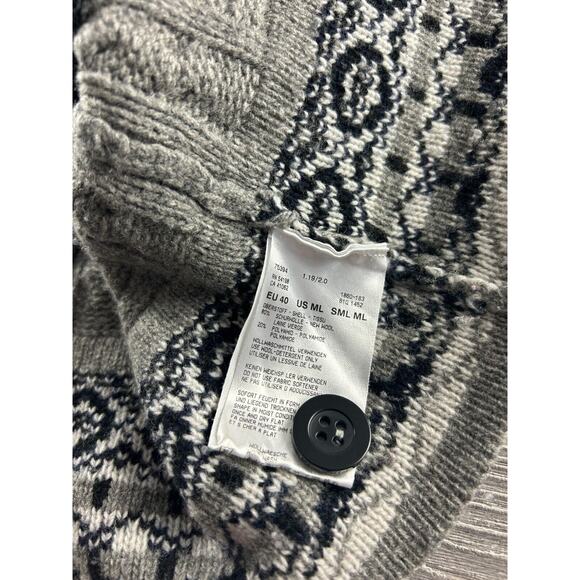 Fire & Ice Cable Knit Cardigan Sweater Button Up Nordic Mock Neck Women's Sz M/L - Picture 9 of 9